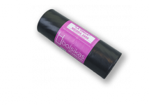 Bolsa de basura 90x110 negra. Galga 250. Baja densidad. Peso rollo: 497 grs (+/-). Para cubos de 120 litros. Bolsa de basura industrial 2500 