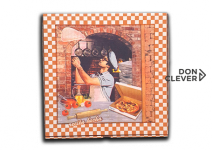 Caja para pizza de 30x30x4 estándar con impresión a 4 colores de fácil montaje y de gran resistencia.
 Fabricada con cartón blanco y micro ondulado.
Paquete de 100 cajas.